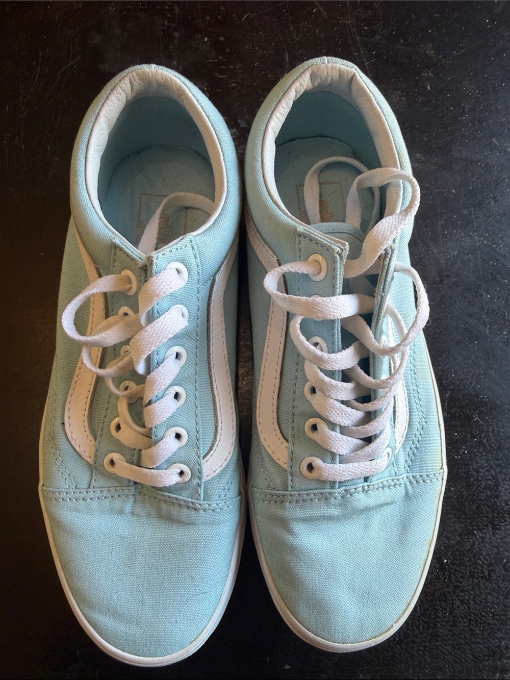 Vans Women’s Light Blue and White Canvas Old Skool Sneakers